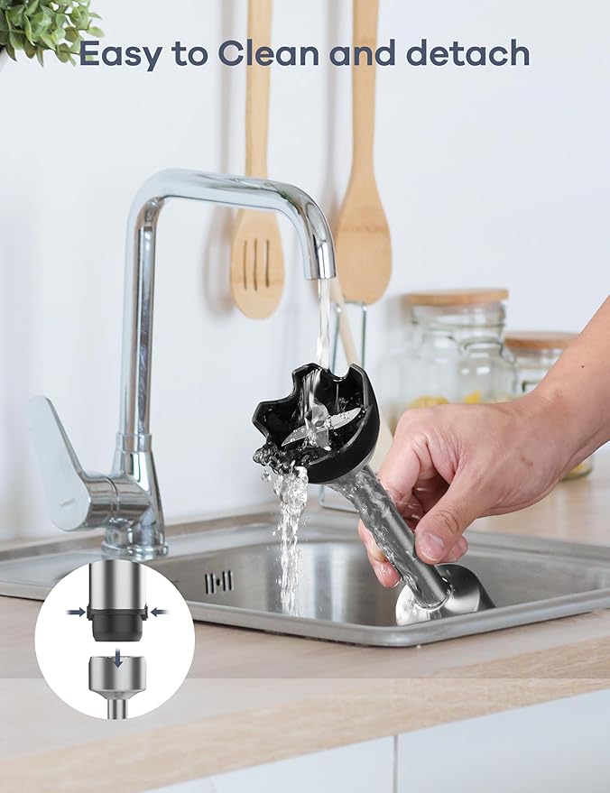 Ganiza Immersion Blender Handheld Corded 8 in 1 Hand Blender Max 1000W 16 Speed Mode Stick Emulsifier with 800ml Mixing Beaker, 600ml Chopper, Whisk, Frother, Potato Masher and Portable Bottle