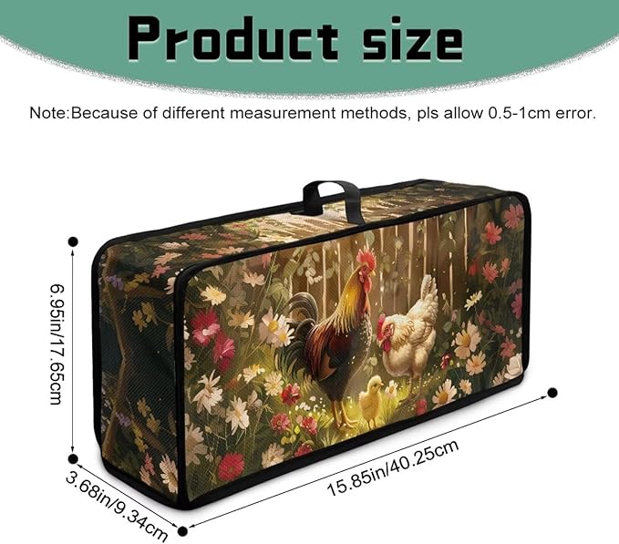 Farm Chicken Toaster Cover 2 Slice Dustproof Protective Cover for Toaster 2 Slice Long Slot, Water-Resistant Thin Dust Covers for Kitchen Appliances