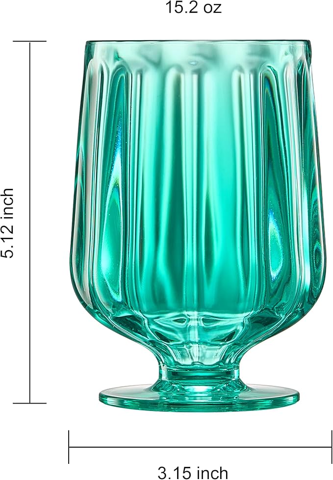 15oz Unbreakable Premium Drinking Glasses Set of 4 - Super Grade Acrylic Plastic - Perfect For Gifts - European Style Shatterproof BPA-free Glassware Dishwasher-Safe, Indoor & Outdoor Drinkware (Lime)