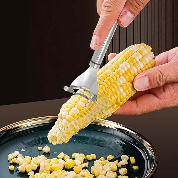 Murtenze 2PCS Quick Corn Peeler Cutter Corn Planer, Stainless Steel Corn Thresher Cob Stripper Tool, Cob Corn Kernel Remover with Ergonomic Handle
