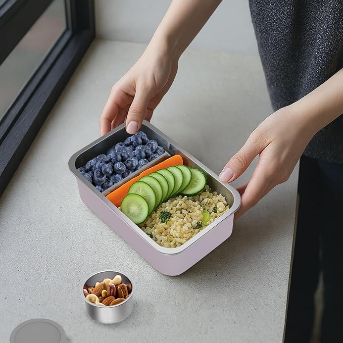 Bakpoco Stainless Steel Bento Lunch Box Set for Adult - 42oz Leak-Proof Bento Lunch Box Container with Thermo, Insulated Bag for Work Travel Dining Out