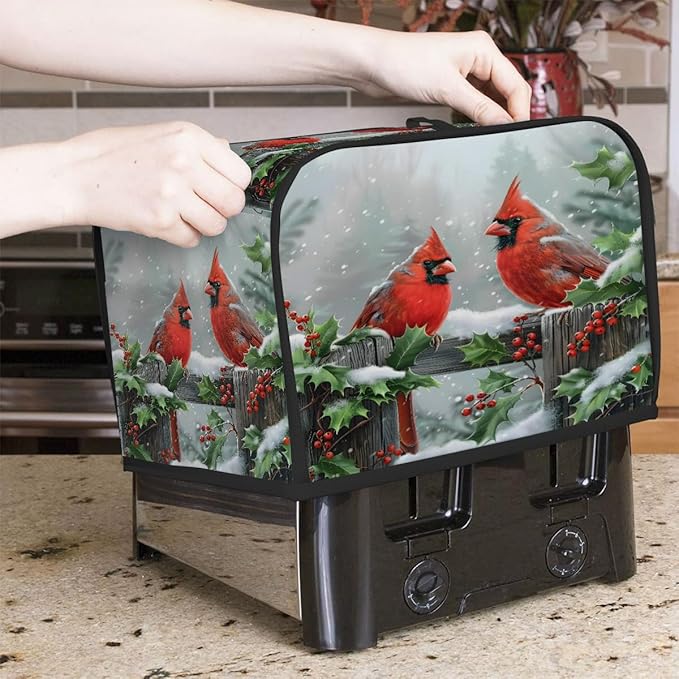 Winter Tree Cardinal Toaster Cover 2 Slice Dust and Fingerprint Protection Toaster Bread Maker Covers Washable Kitchen Small Appliance Covers for Kitchen Accessories Decor Bakeware Women Gift