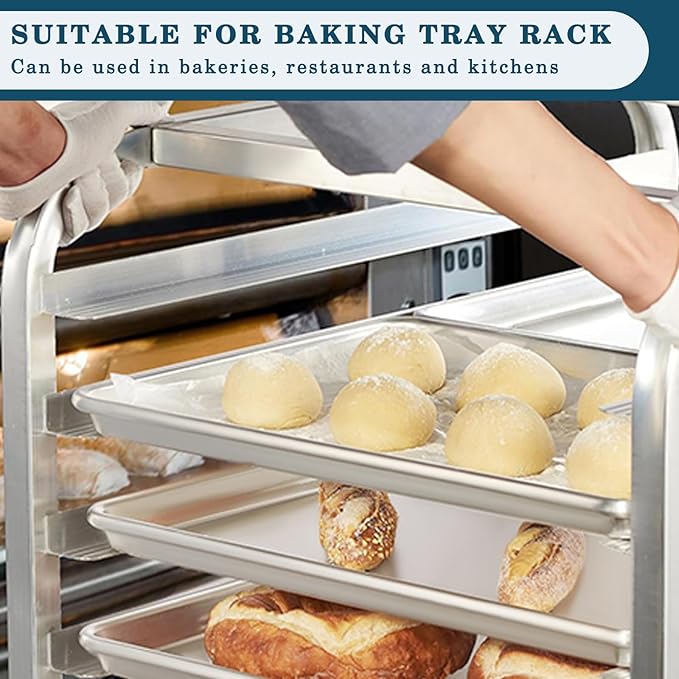 Full Size Commercial Quality Baking Sheet Pan, Bastwe Aluminum Cookie Tray Pan for Oven, Freezer, Bakery, Hotel Restaurant, Thick Steel Rim Prevents Warping (6 Pack, 26 x 18 Inch)