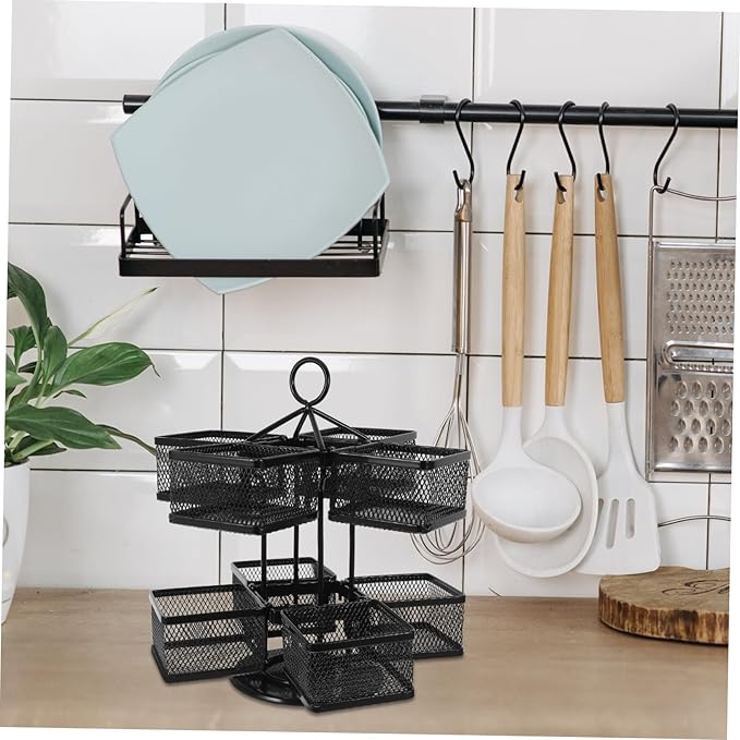 OUNONA 360degree Tea Bag Storage Box Rotating Carousel Creamer Sugar Packet Holder Kitchen Organizer Hotel Storage Box