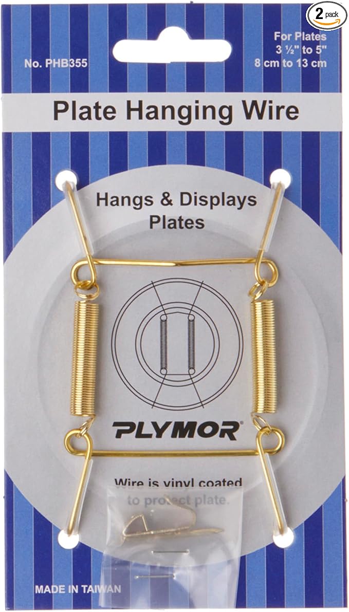 Plymor Shiny Gold Finish Wall Mountable Plate Hanger, 3.125" H x 1.75" W x 0.5" D (for Plates 3.5" - 5"), Pack of 2