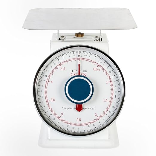 Thunder Group SCSL003 Scale, Portion, 11 lb. Capacity, Zero-Adjust dial, top Loading, Counter Model, Stainless Steel Platform, Enamel Finish