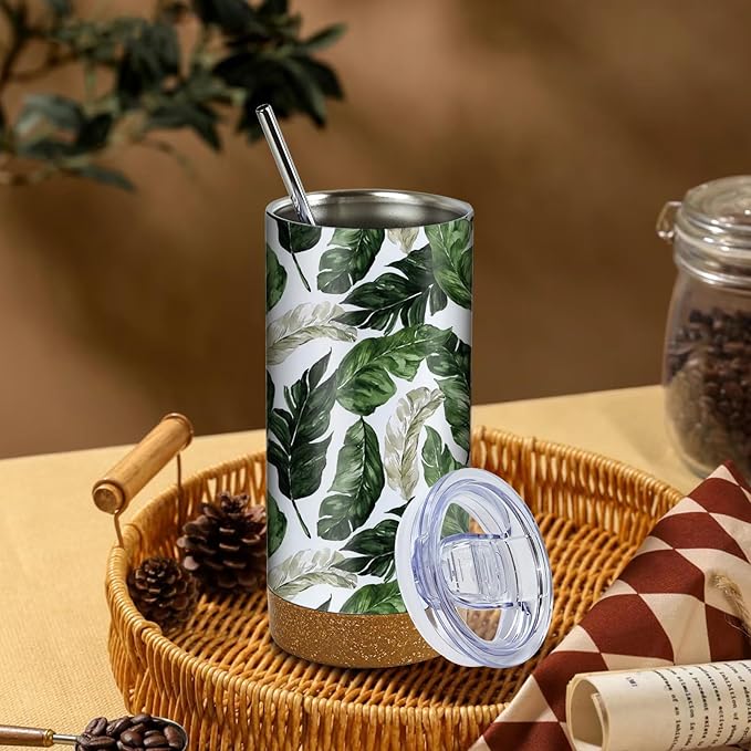 12 Pack 17 oz Insulated Sublimation Tumbler Bulk, Stainless Steel Double Wall Cups with Cork Silicone Base & Lid & Metal Straw, White