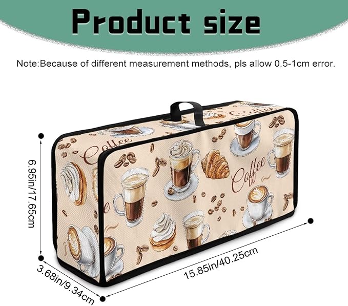 Toaster Cover Coffee Theme Toaster Cover 2 Slice Long Slot Beige Slim Dustproof & Water-Resistant Dust Covers for Toasters 2 Slice Long Slot, Decor Kitchen Appliance Covers