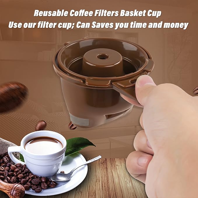 Single Serving Ground Coffee Brew Filter/Holder Basket for Hamilton beach flexbrew replacement parts 49957 49974 49976 49979 49957 49954 49947 49940 49950 49966 49968 Reusable coffee filter Brown (2)