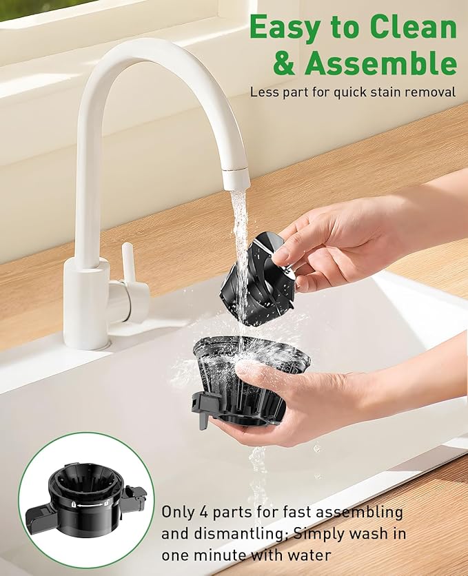 GlowWise Cold Press Juicer Machines for Whole Vegetables & Fruits, Slow Masticating Juicer Maker with Wide Feed Chute, High Juice Yield, Easy to Clean, Gray