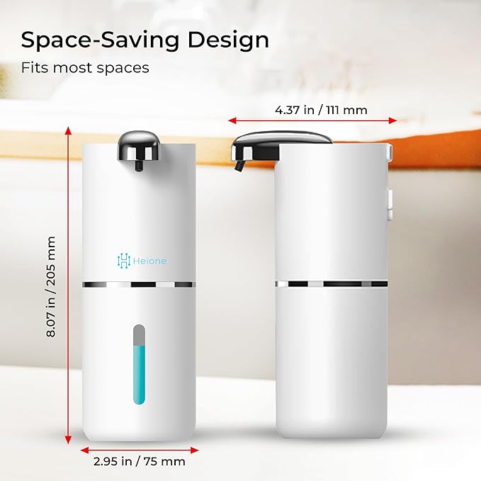 Automatic Touchless Liquid Soap Dispenser (White, 12.8oz) | USB-C Rechargeable, IPX5 Waterproof | Ideal for Bathroom & Kitchen Sink | Wall Mount or Countertop for Hand & Dish Soap