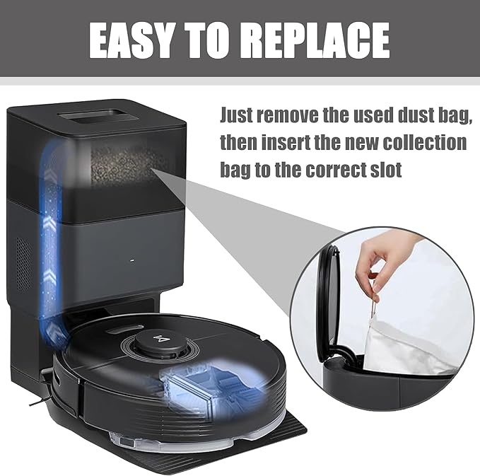 8 Pack Dust Bags Compatible With Roborock Q5 Q5+ Q7 Q7+ Q7 Max Q7 Max+ S7 Max Ultra S7 MaxV Ultra S8+ S8 Pro Robot Vacuum Bags Disposable Bag Accessory