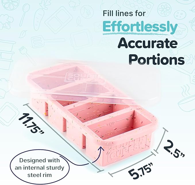 Souper Cubes 1 Cup Silicone Freezer Molds - Soup Cubes Perfect for Storing Broth, Rice, Leftovers and More - Silicone Freezer Trays with Lids for Meal Prep - Cotton Candy - 1-Pack