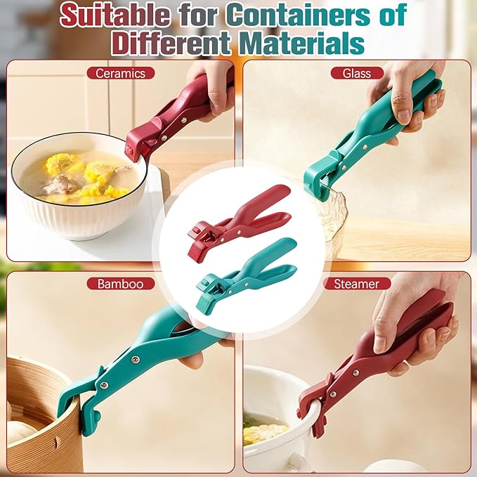 2 PCS Hot Plate Grippers, 2025 Upgraded Silicone Clip, Hot Plate Gripper Tongs, For Kitchen, Hot Bowl Dish Plate Gripper Clips Tongs Clamp Holder, Kitchen Silicone Anti Slip Clip