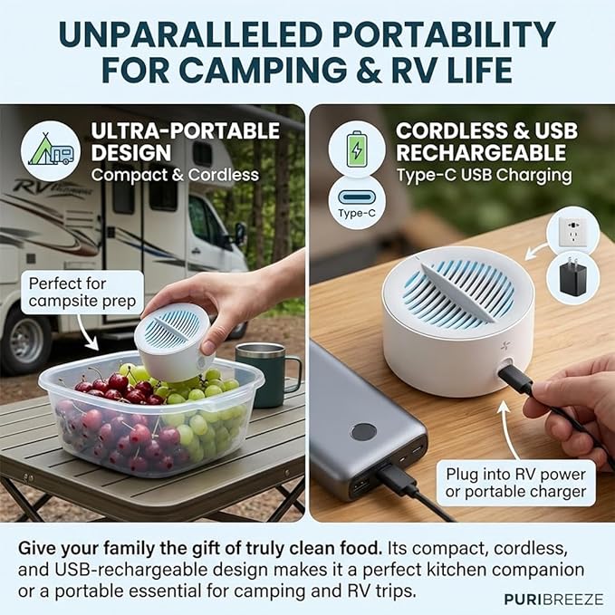 Genuine Premium Produce Cleaner, Fruit & Vegetable Cleaner Device, with Microbubble Electrolysis, Produce Machine-5-Min Auto Cleaning, Waterproof Food Purifier for Fruits, Vegetable (3PCS)
