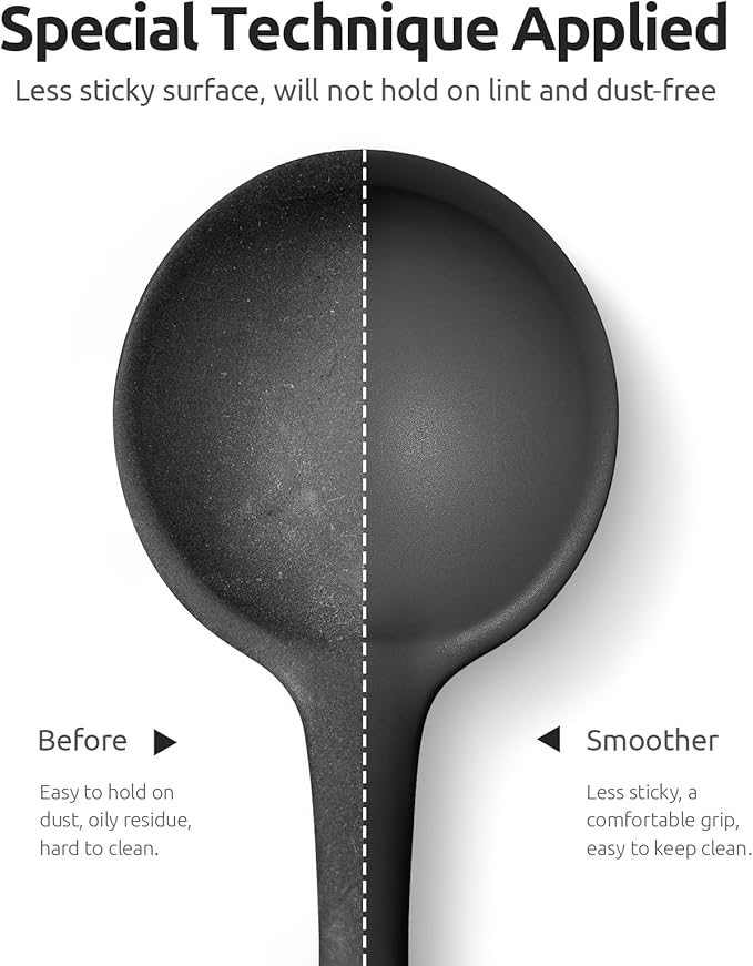 U-Taste 10 Piece Measuring Cups and Spoons Set in 18/8 Stainless Steel (color), and 600ºF Heat Resistant 13 inch Large Non-Stick Silicone Soup Ladle (Black)