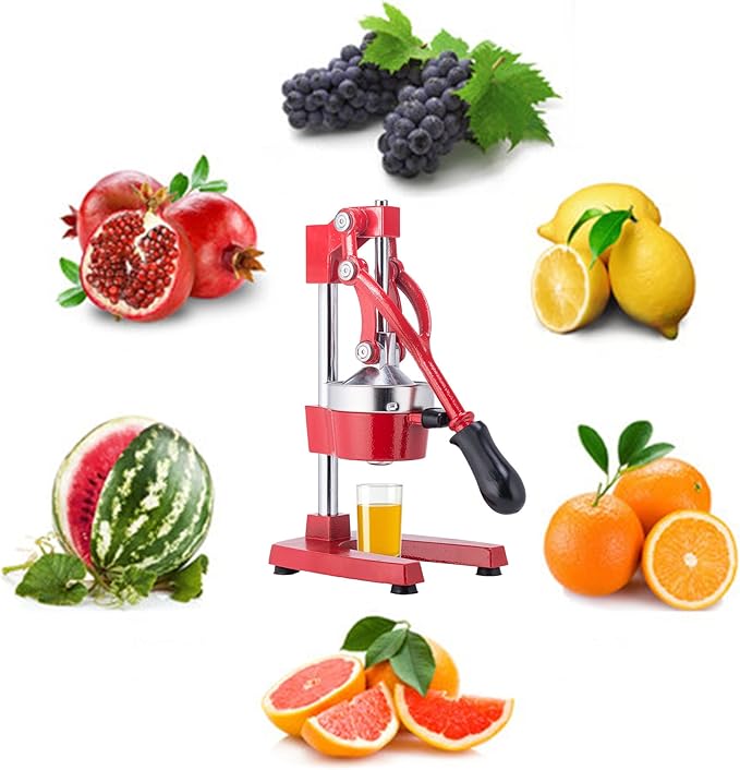CO-Z Manual Citrus Juicer, Professional Orange and Lemon Juice Maker, Easy to Clean, Red