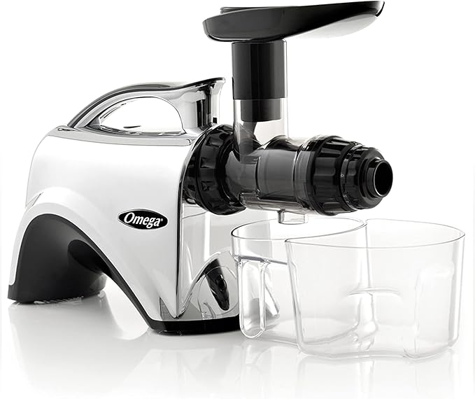 Omega Juicer Premium Vegetable and Fruit Juice Extractor and Nutrition System Makes Nut Milks Baby Food and Sorbets, Adjustable Pressure Settings 80-RPM Slow Masticating Juicer, 150-Watts, Silver