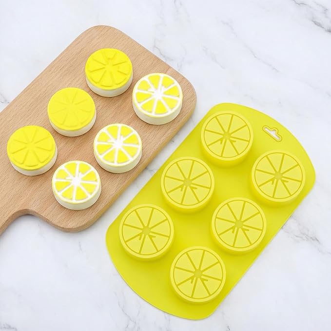 3D Lemon Candy Mold, 2 Pack Silicone Fruit Molds, Ymapinc Reusable Baking Mold for Chocolates, Jellies, Candles & Desserts, Oven/Dishwasher Safe Candy Making Supplies