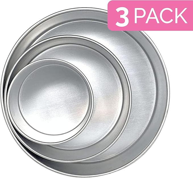 Aunt Shannon's Kitchen Tall Round Cake Pans - 4 Inch, 6 Inch, 8 Cake Pan Set for 3 Tiered Aluminum Pans Sets for Baking Wedding,Birthday Cakes,Leak Proof & Straight Side, Non-toxic & Dishwasher Safe