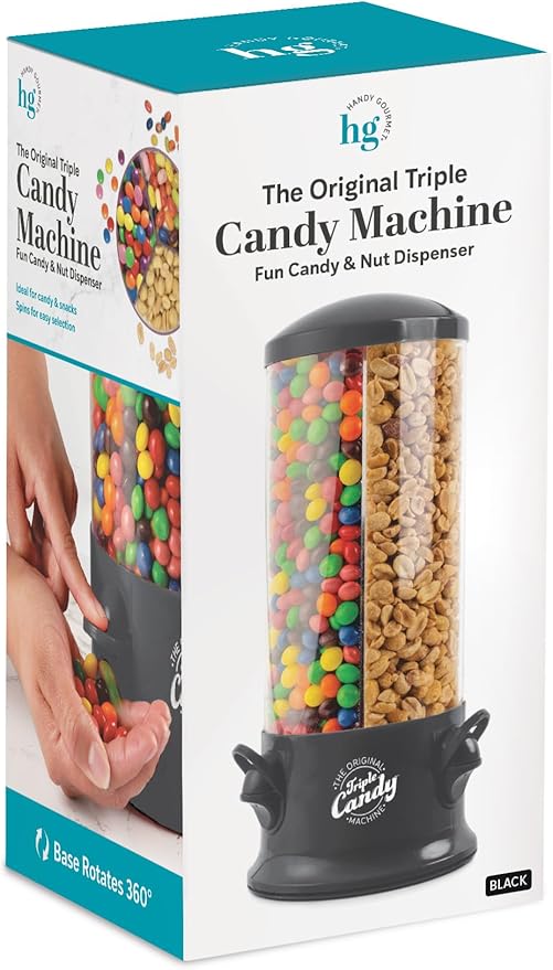 Handy Gourmet Original Triple Candy Machine-Fun Candy & Nut Dispenser-New & Improved (Black), Standard (JB8450BLK)