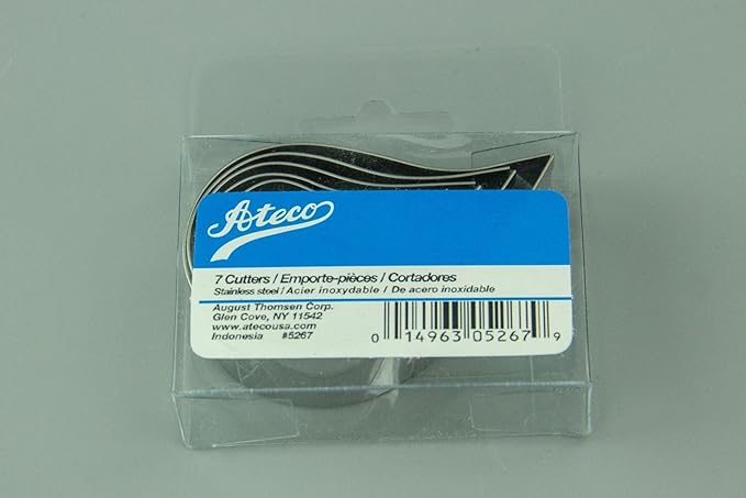 Ateco Plain Edge Comma Cutters in Graduated Sizes, Stainless Steel, 7 Pc Set, Silver