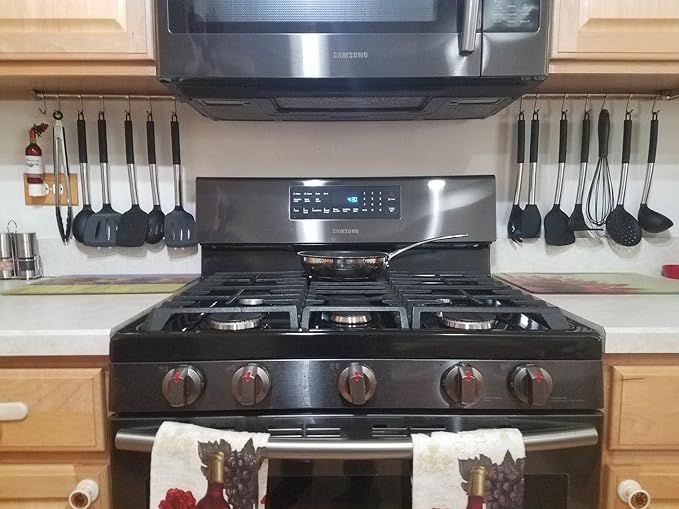 304 Stainless Steel Kitchen Utensil Racks with 7 Sliding Hooks Hangers Wall Mounted 15"