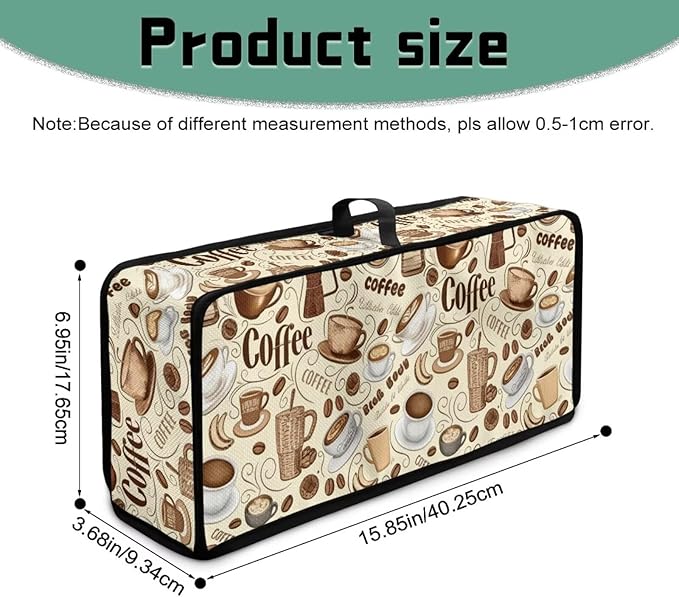 Vintage Coffee Print Slim Toaster Cover Foldable 2 Slice Long Slot 2 Slice Toaster Cover Water-Resistant Small Appliance Covers for Kitchen, Easy to Fold and Store