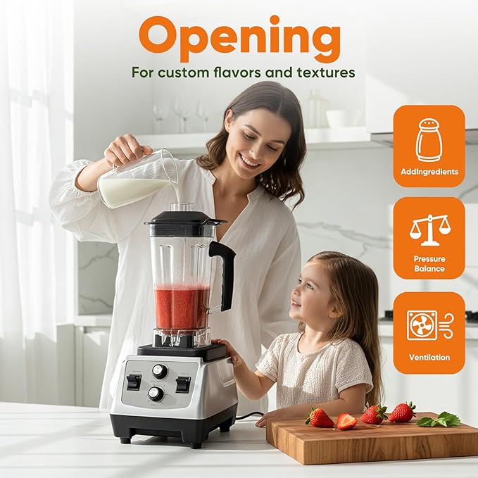 Countertop Blender, 2000W High-Power Smoothie Blender with 68oz BPA-Free Jar, 28,000 RPM, Variable Speed & Pulse, 8-Blade Stainless Steel, Tamper Included, Quick Self-Cleaning, Dishwasher-Safe Jar