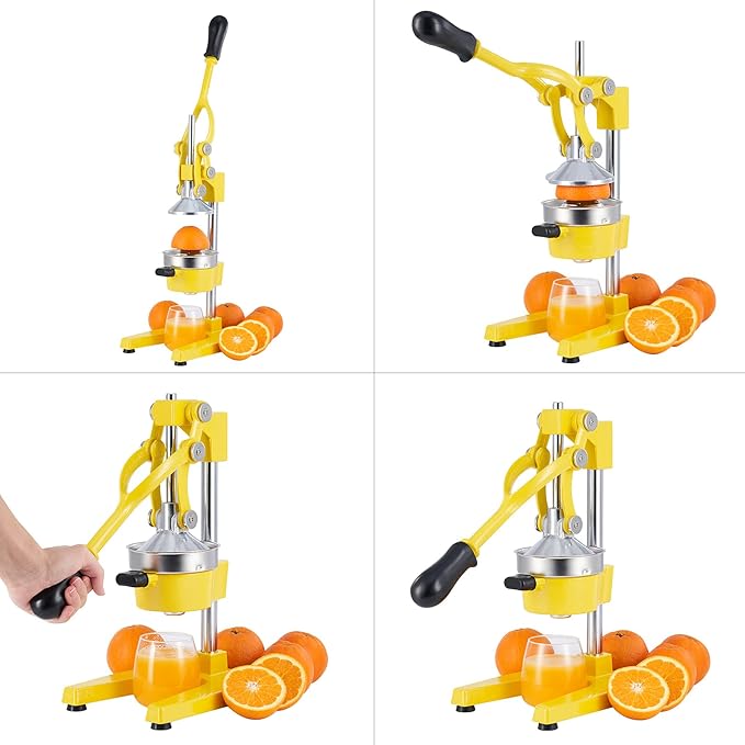 CO-Z Manual Citrus Juicer - Professional Orange, Lemon, Lime & Pom Juice Extractor, Easy to Clean, Yellow