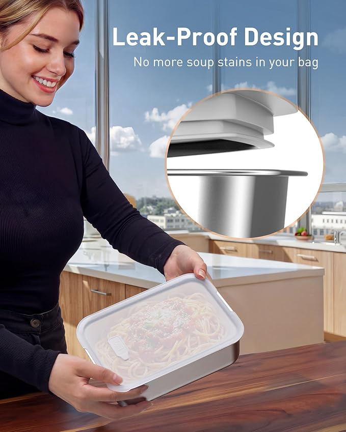 EAST OAK Heated Lunch Box for Men, Electric Lunch Box for Adults, 5.5 Cups Cordless Portable Food Warmer, Rechargeable Self Heating Food Heater with Memory Function, Automatic Keep Warm(Classic Black)