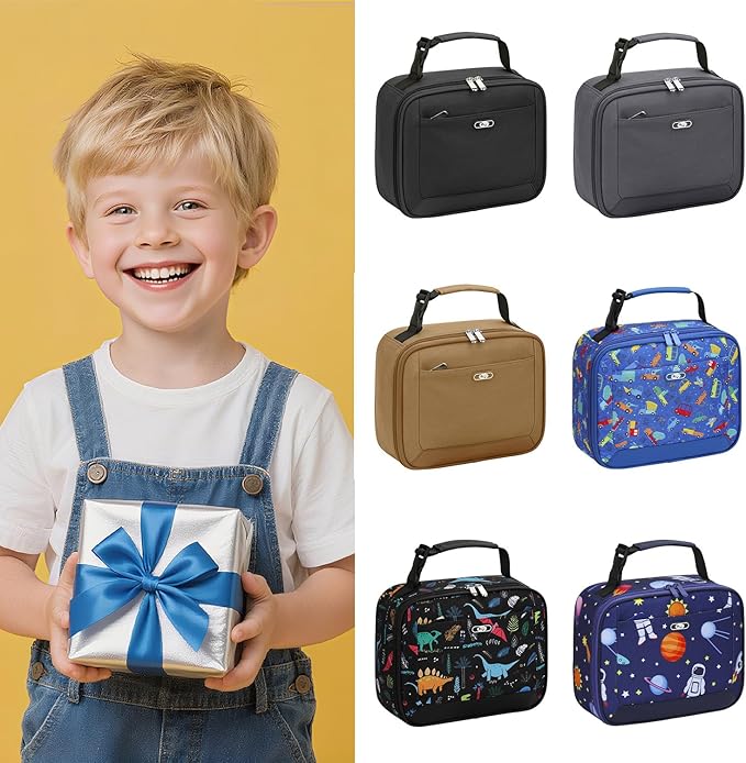 Lunch Box Kids Insulated Lunch Bag for Boys Girls Cute Reusable Lunch Tote Bag Waterproof Portable Thermal Lunch Box Kids for School Picnic Travel Green