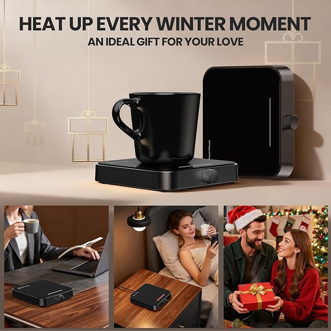 Maestri House Mug Warmer, Electric Coffee Cup Warmer for Desk with 3-Temp Settings,Auto Shut Off, Constant Temperature Heating for Beverage, Milk, Tea and Hot Chocolate at Home & Office (Black)
