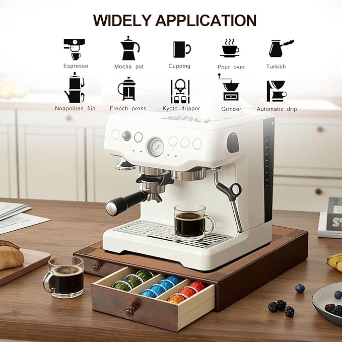 MonBel Wooden K Cup Organizer Coffee Pod Storage Box, Coffee Pods and Tea Organizer Holder, K Pod Drawer Coffee Maker Machine Stand, Kcup Drawer Organizer, 30 Pod Capacity