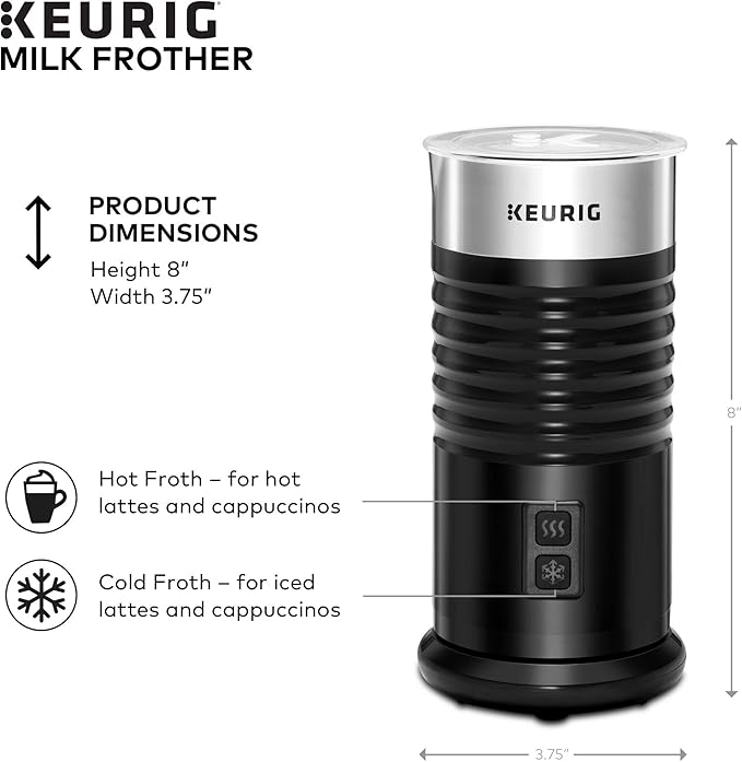 Keurig K-Mini Single-Serve K-Cup Coffee Maker, Black and Keurig Standalone Milk Frother, Black