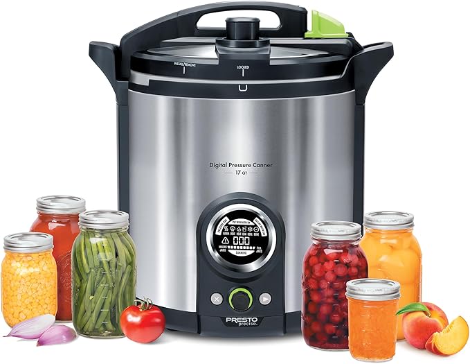 Presto 02152 17-Quart Digital Pressure Canner - Digital Display, Waterbath Capable, 10 Built-In Safety Features, Recipe Book, Stainless Steel