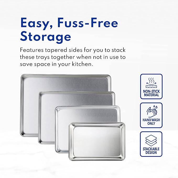 New Star Foodservice Commercial-Grade 18-Gauge Aluminum Sheet Pan/Bun Pan (13 L x18 W x1 H (Half Size) Measure Oven)