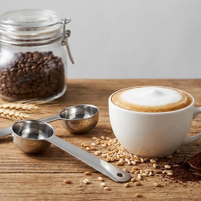 2 Pcs Stainless Steel Coffee Spoons, Coffee Scoop 1 Tablespoon, Long Handle Measuring Tablespoon, 1 tbsp Measuring Spoons for Ground-Coffee, Milk, Spice Jar, Cooking Baking (6 Inch, 20ml)