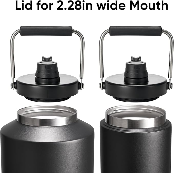 Kerilyn Stainless Steel Vacuum Double Walled Insulated Water Bottle (Bottle Lid, 128 Ounces)