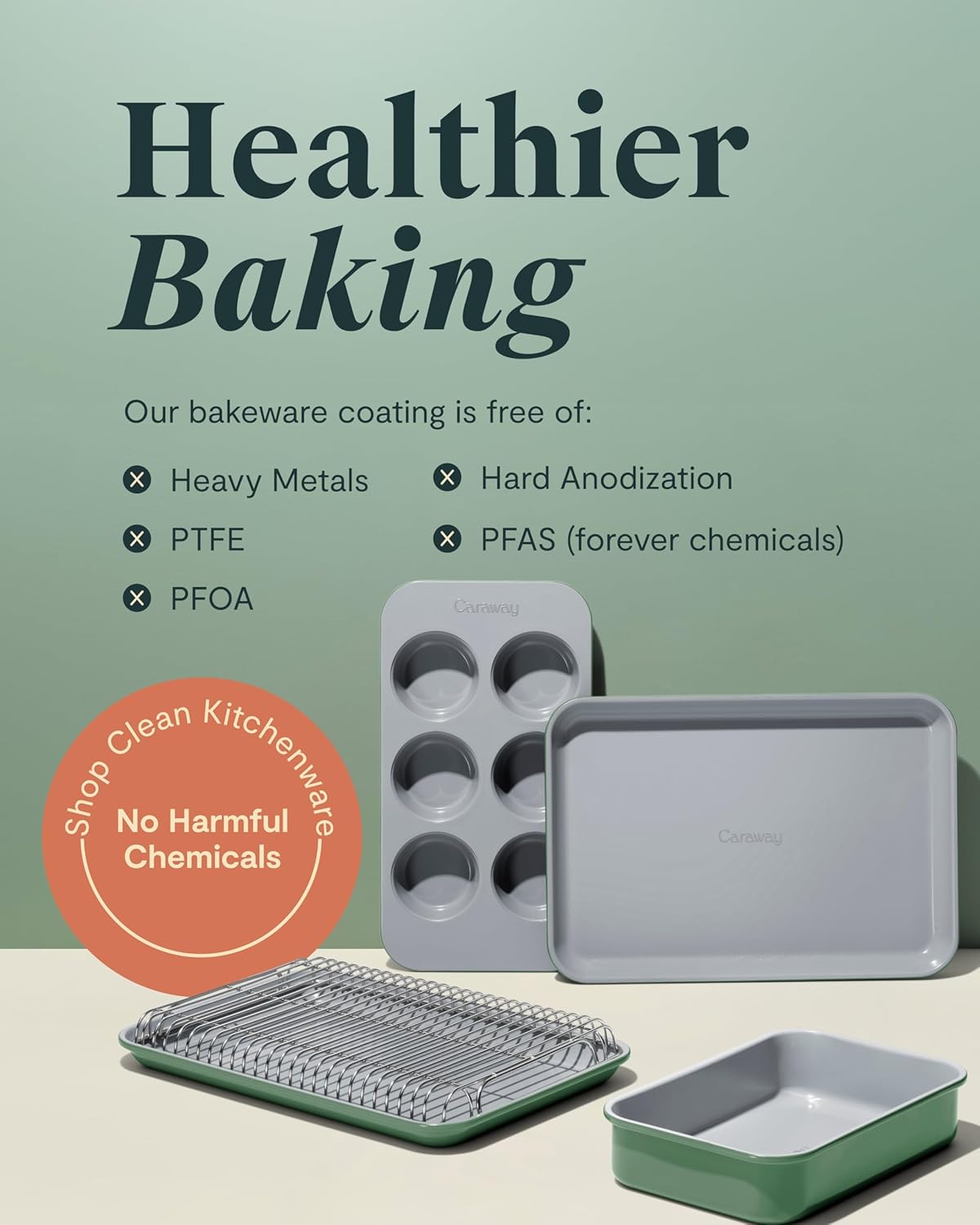 Caraway Nonstick 9” x 6.5” Small Rectangle Baking Pan – Non-Toxic, PTFE & PFOA Free – Aluminized Steel Core – Deep Ceramic Baking Pan for Casseroles, Lasagna & More - Gray