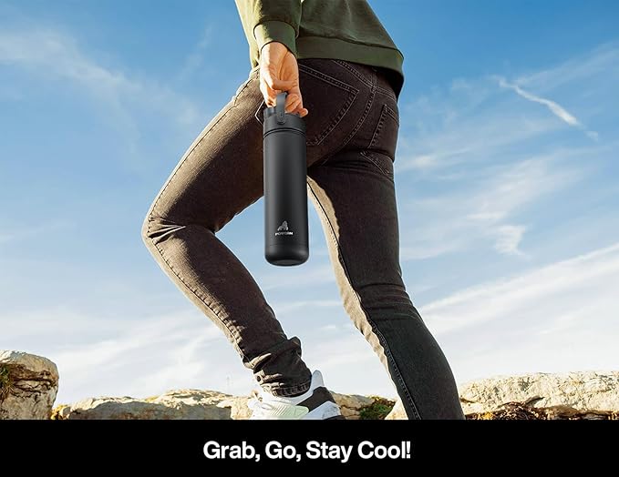 POWCAN 26 oz Insulated Water Bottle with 2-in-1 Straw and Spout Lid, Keep Cold 24H, Leak-Proof, Fits in Car Cup Holder, Stainless Steel Water Bottle for Gift, Holiday, Trip and School (Midnight Kiss)