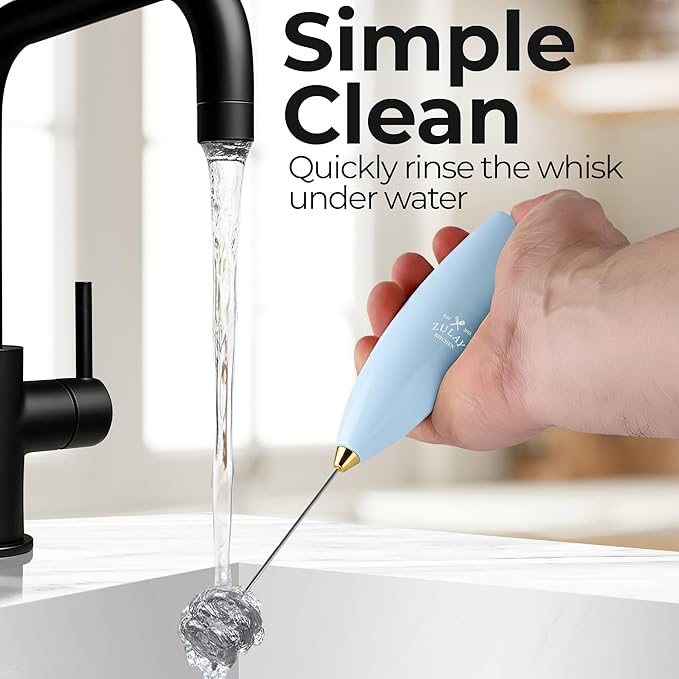 Zulay Kitchen Patented Tornado Triple Whisk Milk Frother with 4 Duracell Batteries – Handheld Foam Maker for Coffee, Lattes, Matcha & Hot Chocolate – Rich, Creamy Froth in Seconds - Lavender