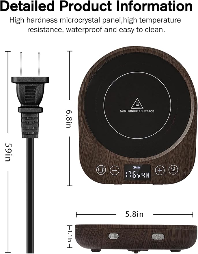 PUSEE Candle Mug Warmer Electric,Auto On/Off Gravity-Induction Coffee Mug Warmer with 9 Temp Settings,1-9 Timer Candle Melter Warmer Beverage Coffee Warmer Practical Portable Warmer for Home & Office