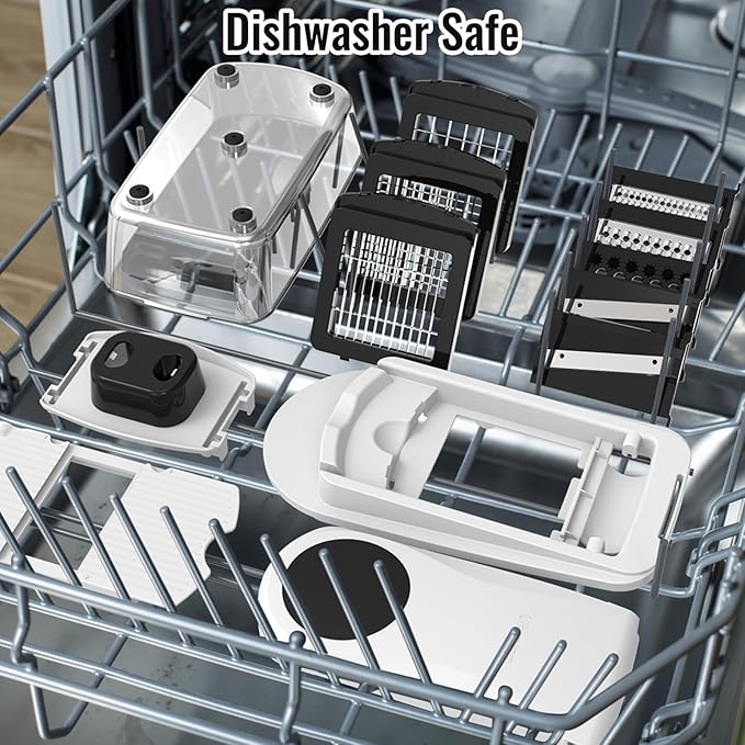 12 Blade All-in-1 Vegetable Chopper Mandoline Slicer with Container, Spiralizer with Containers, Food Chopper, Onion Chopper, Veggie Cutter for Salad, Kitchen Gadgets Accessories Essentials, White