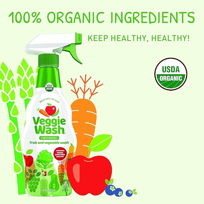 2 Pack Veggie Wash Organic Fruit and Vegetable Wash, 16 Fluid Ounce
