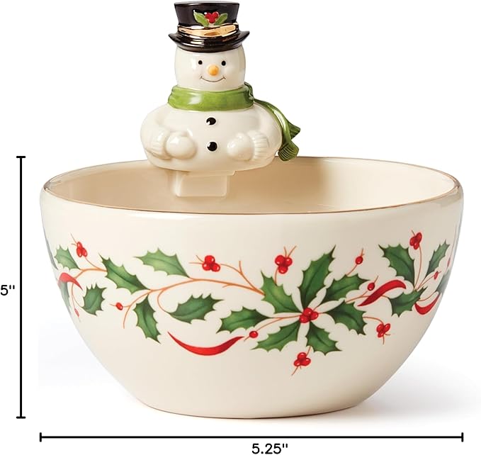 Lenox 893504 Holiday Snowman Bowl, Christmas Hosting