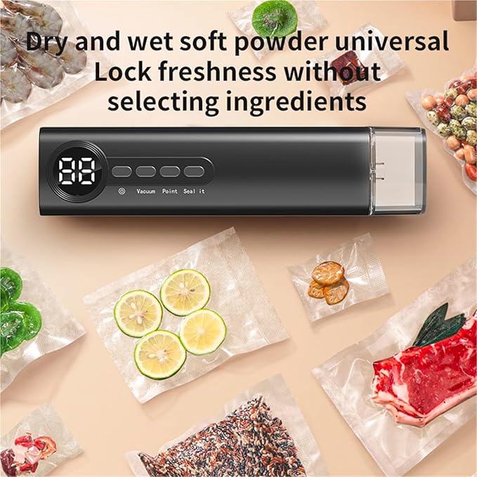 Vacuum Sealer Machine, Mini Vacuum Sealer Wireless Multifunctional Food With Suction Dry/Moist Sealing Machine Plastic Bag Heat,Food Sealer(Black)