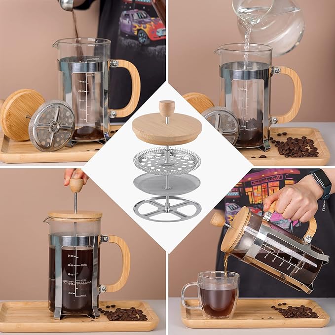 34 oz French Press 3.75 Inch Filter Replacement Parts 3 Pieces Stainless-Steel Set Containing Spiral Disk, 8 Cup Mesh French Press Screen and Cross Disk for 1000L French Press