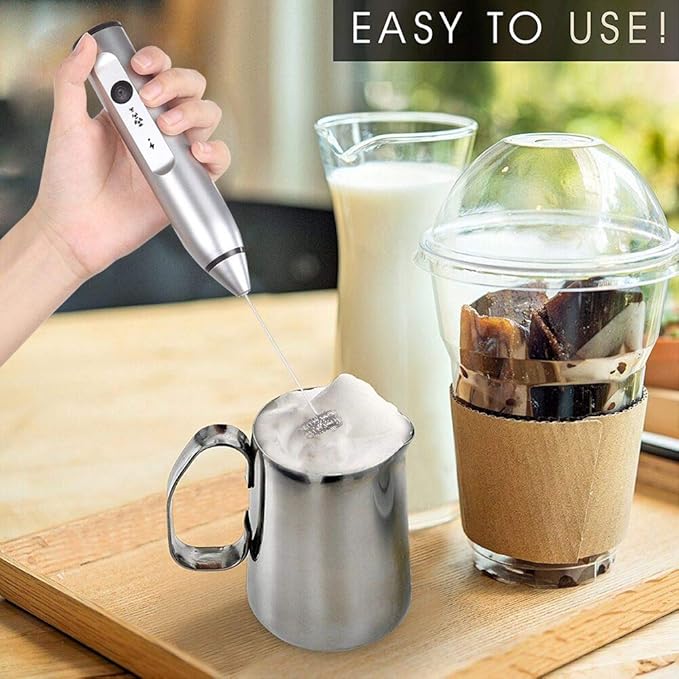Zoocura Electric Whisk Milk Frother with 2 Whisks, Handheld Foam Maker For Coffee, Latte, Cappuccino, Hot Chocolate, Durable Drink Mixer
