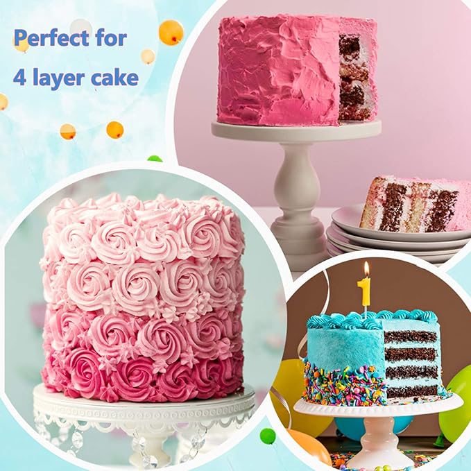 E-far 8 Inch Cake Pan Set of 4, Stainless Steel Round Layer Cake Baking Pans, Non-Toxic & Healthy, Mirror Finish & Dishwasher Safe